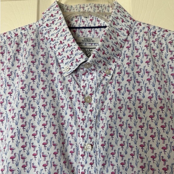 JoS.A.Bank Tailored SS Button-Down Flamingo Shirt - Picture 1 of 11